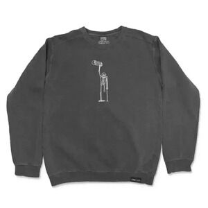 Boring Cloth Skeleton Crewneck Sweatshirt- Color: Faded Black - Size: M - Unisex
